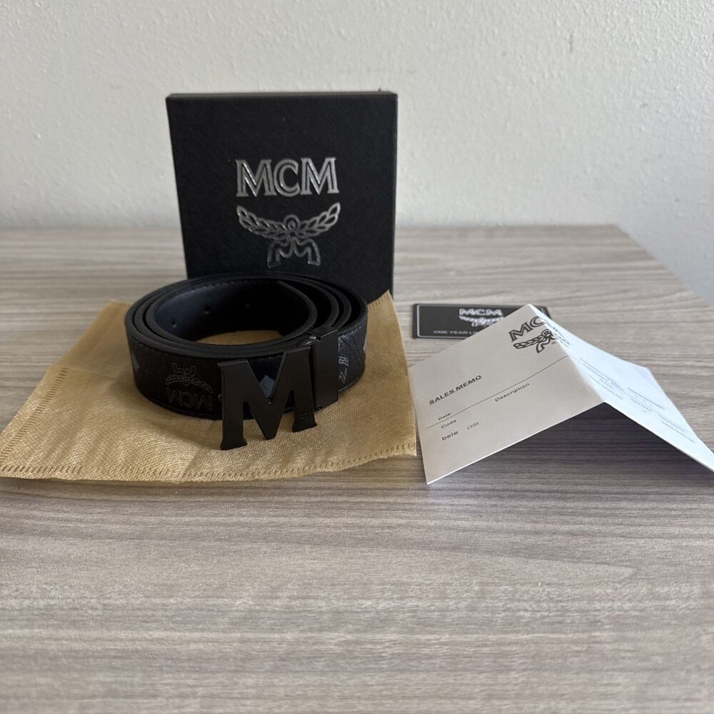 MCM Black Belt with Iconic M Buckle